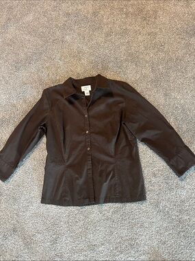 LOFT Brown Button-Front Women's Blouse
